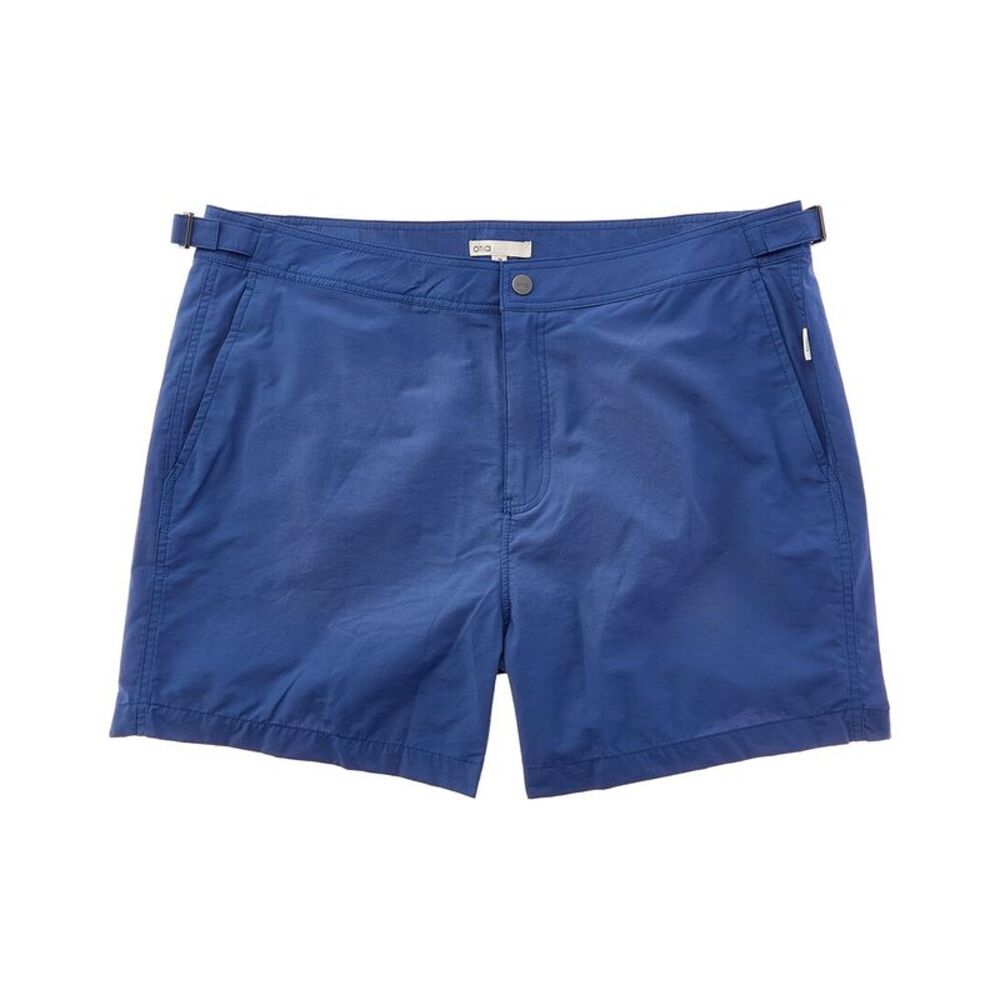 Onia Mens  Calder Buckle Swim Trunk, Blue